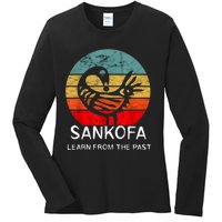 Sankofa Retro Vintage Learn From The Past African Bird Ladies Long Sleeve Shirt