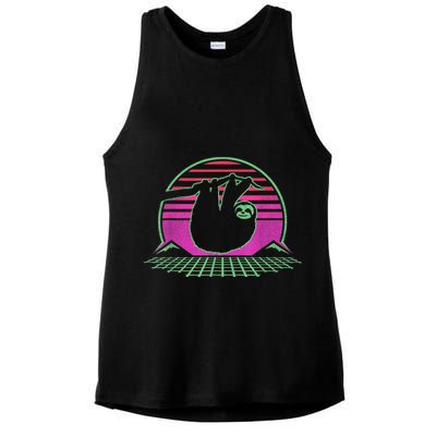 Sloth Retro Vintage 70s Sloths Lazy Hiking Running Team Funny Ladies PosiCharge Tri-Blend Wicking Tank
