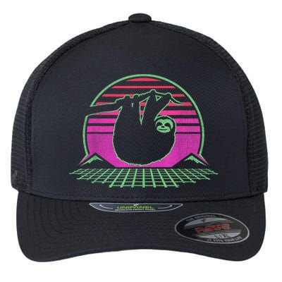 Sloth Retro Vintage 70s Sloths Lazy Hiking Running Team Funny Flexfit Unipanel Trucker Cap