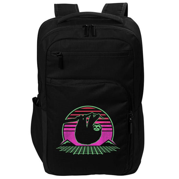 Sloth Retro Vintage 70s Sloths Lazy Hiking Running Team Funny Impact Tech Backpack