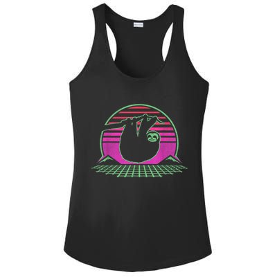 Sloth Retro Vintage 70s Sloths Lazy Hiking Running Team Funny Ladies PosiCharge Competitor Racerback Tank