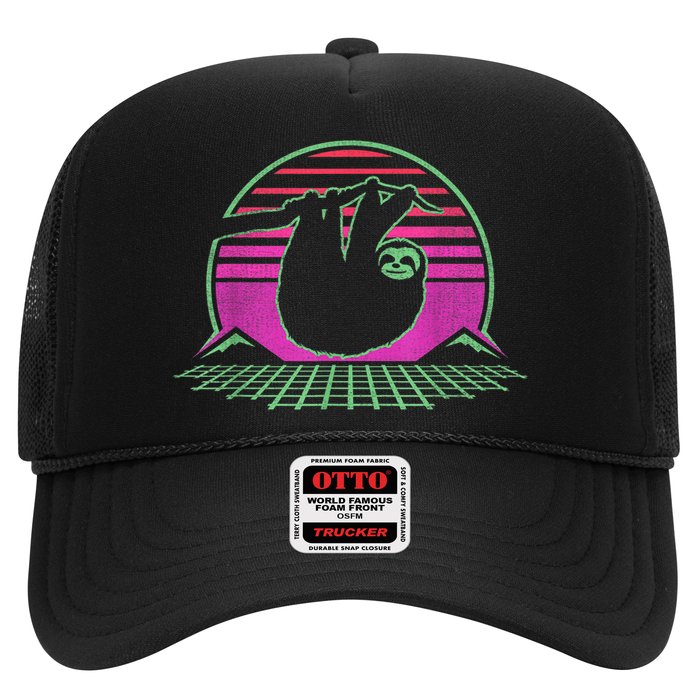 Sloth Retro Vintage 70s Sloths Lazy Hiking Running Team Funny Trucker Hat