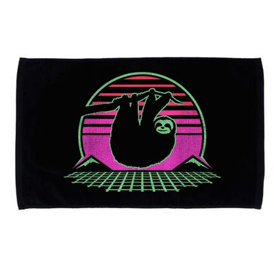 Sloth Retro Vintage 70s Sloths Lazy Hiking Running Team Funny Microfiber Hand Towel