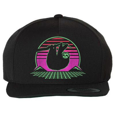 Sloth Retro Vintage 70s Sloths Lazy Hiking Running Team Funny Wool Snapback Cap