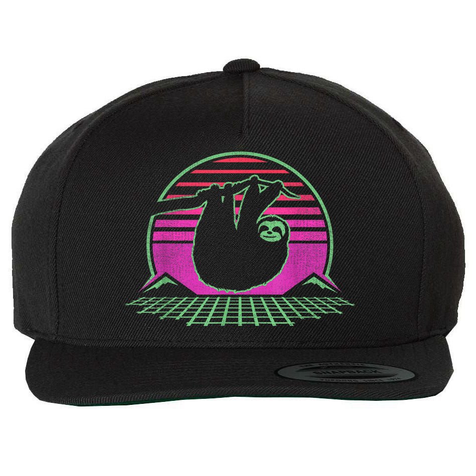 Sloth Retro Vintage 70s Sloths Lazy Hiking Running Team Funny Wool Snapback Cap