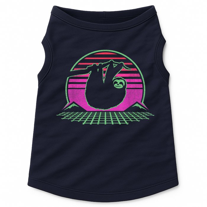 Sloth Retro Vintage 70s Sloths Lazy Hiking Running Team Funny Doggie Tank