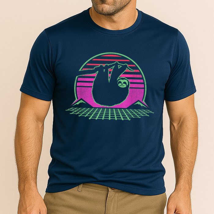 Sloth Retro Vintage 70s Sloths Lazy Hiking Running Team Funny Performance Shirt