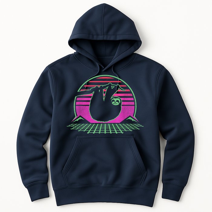 Sloth Retro Vintage 70s Sloths Lazy Hiking Running Team Funny Hoodie