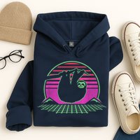 Sloth Retro Vintage 70s Sloths Lazy Hiking Running Team Funny Hoodie