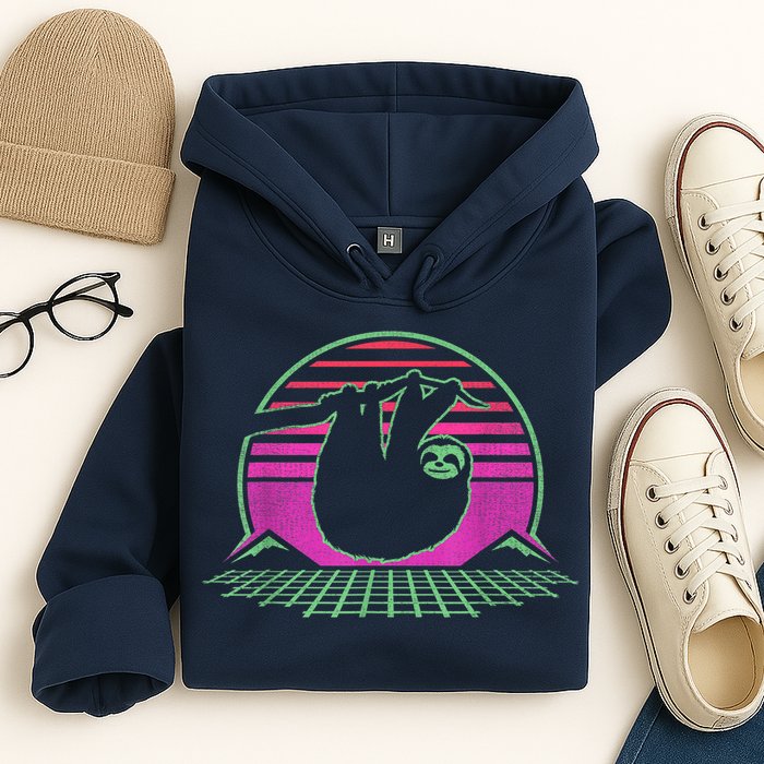 Sloth Retro Vintage 70s Sloths Lazy Hiking Running Team Funny Hoodie