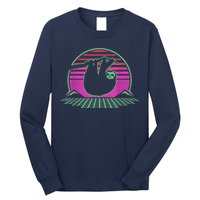 Sloth Retro Vintage 70s Sloths Lazy Hiking Running Team Funny Long Sleeve Shirt