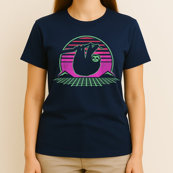 Sloth Retro Vintage 70s Sloths Lazy Hiking Running Team Funny T-Shirt