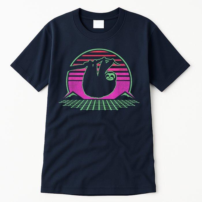 Sloth Retro Vintage 70s Sloths Lazy Hiking Running Team Funny Tall T-Shirt