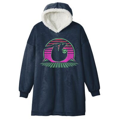 Sloth Retro Vintage 70s Sloths Lazy Hiking Running Team Funny Hooded Wearable Blanket