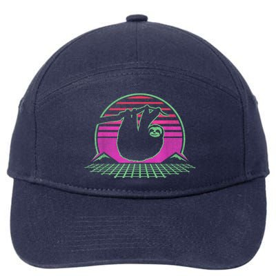 Sloth Retro Vintage 70s Sloths Lazy Hiking Running Team Funny 7-Panel Snapback Hat