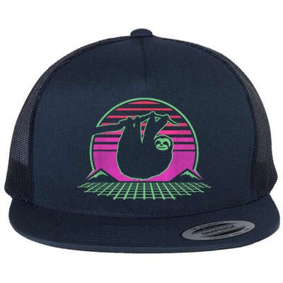 Sloth Retro Vintage 70s Sloths Lazy Hiking Running Team Funny Flatbill Hat
