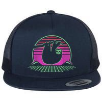 Sloth Retro Vintage 70s Sloths Lazy Hiking Running Team Funny Flatbill Hat