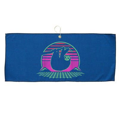 Sloth Retro Vintage 70s Sloths Lazy Hiking Running Team Funny Large Microfiber Waffle Golf Towel