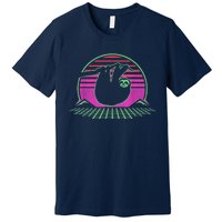 Sloth Retro Vintage 70s Sloths Lazy Hiking Running Team Funny Premium T-Shirt