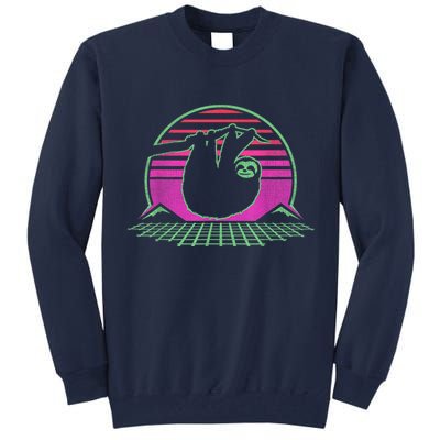 Sloth Retro Vintage 70s Sloths Lazy Hiking Running Team Funny Tall Sweatshirt