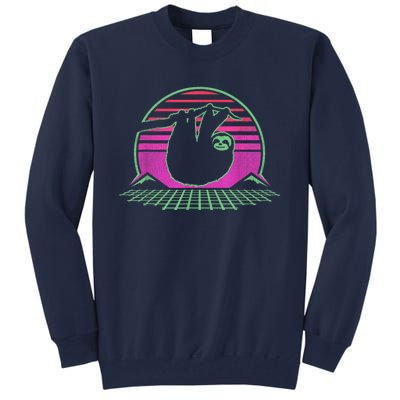 Sloth Retro Vintage 70s Sloths Lazy Hiking Running Team Funny Tall Sweatshirt