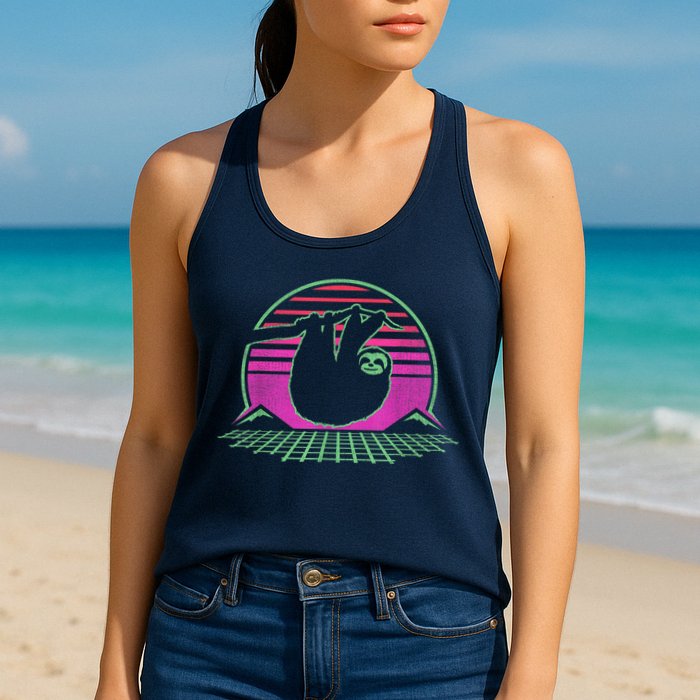 Sloth Retro Vintage 70s Sloths Lazy Hiking Running Team Funny Womens Tank Top