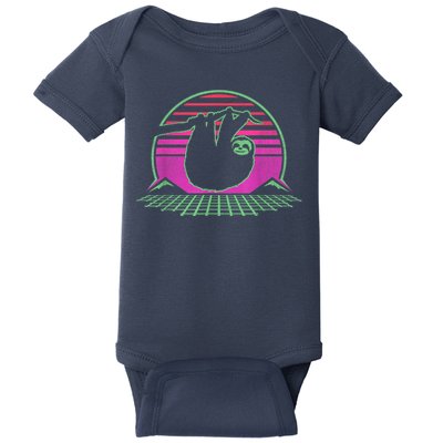 Sloth Retro Vintage 70s Sloths Lazy Hiking Running Team Funny Baby Bodysuit