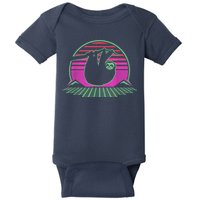 Sloth Retro Vintage 70s Sloths Lazy Hiking Running Team Funny Baby Bodysuit