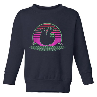 Sloth Retro Vintage 70s Sloths Lazy Hiking Running Team Funny Toddler Sweatshirt