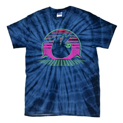 Sloth Retro Vintage 70s Sloths Lazy Hiking Running Team Funny Tie-Dye T-Shirt