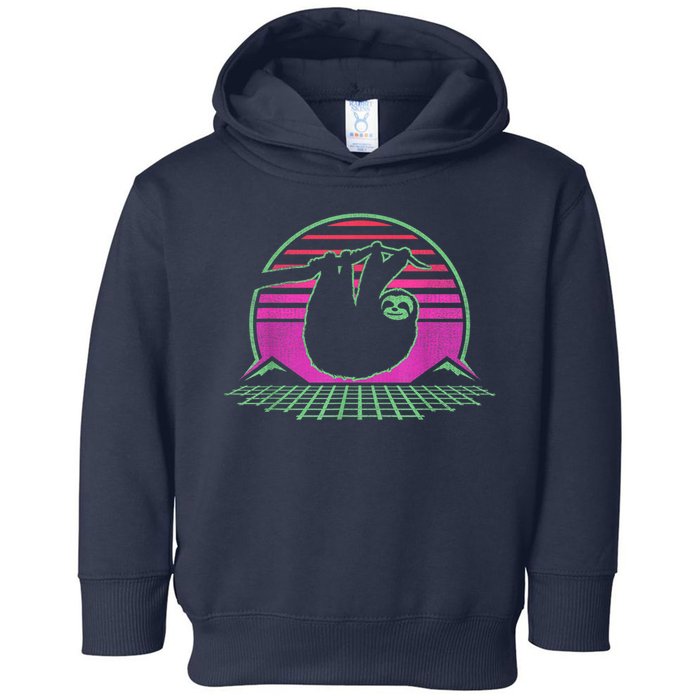 Sloth Retro Vintage 70s Sloths Lazy Hiking Running Team Funny Toddler Hoodie