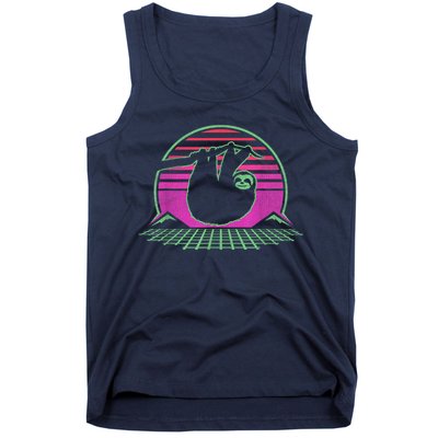 Sloth Retro Vintage 70s Sloths Lazy Hiking Running Team Funny Tank Top
