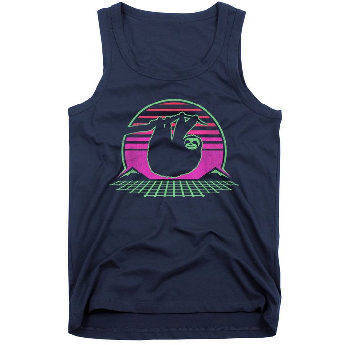 Sloth Retro Vintage 70s Sloths Lazy Hiking Running Team Funny Tank Top
