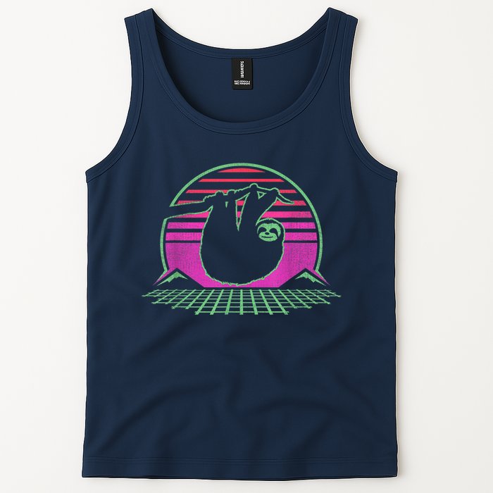 Sloth Retro Vintage 70s Sloths Lazy Hiking Running Team Funny Tank Top