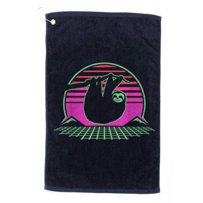 Sloth Retro Vintage 70s Sloths Lazy Hiking Running Team Funny Golf Towel