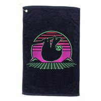 Sloth Retro Vintage 70s Sloths Lazy Hiking Running Team Funny Golf Towel