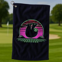 Sloth Retro Vintage 70s Sloths Lazy Hiking Running Team Funny Golf Towel