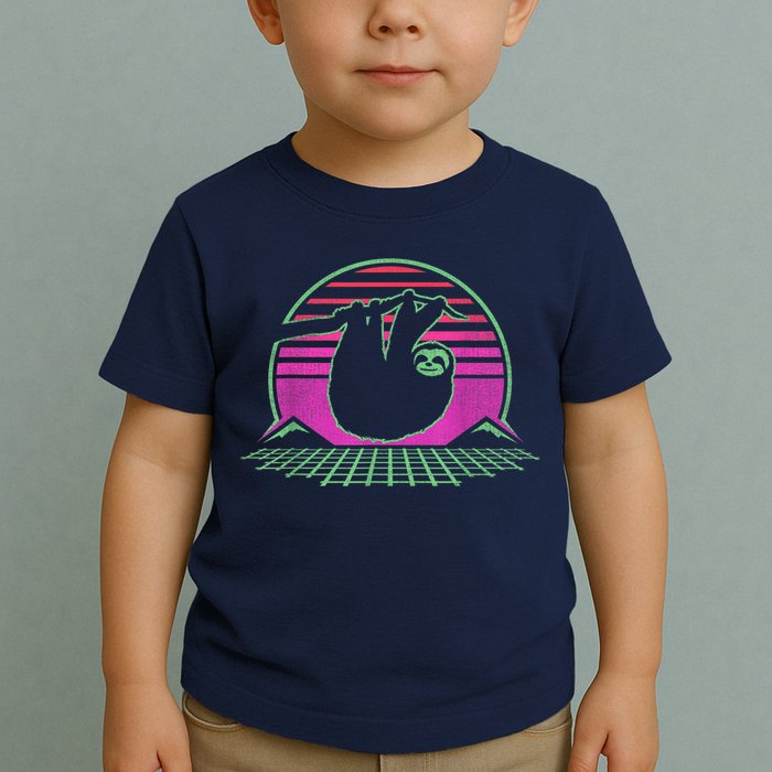 Sloth Retro Vintage 70s Sloths Lazy Hiking Running Team Funny Toddler T-Shirt