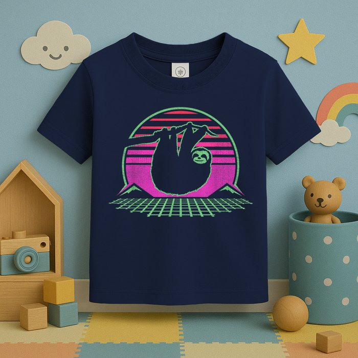 Sloth Retro Vintage 70s Sloths Lazy Hiking Running Team Funny Toddler T-Shirt