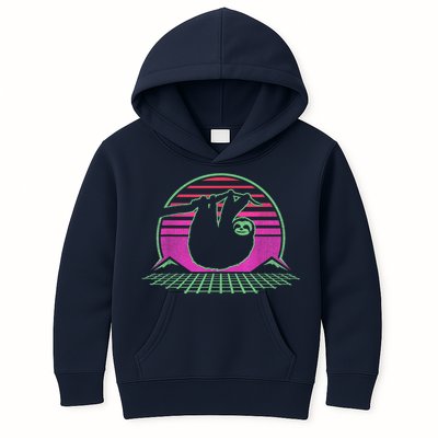 Sloth Retro Vintage 70s Sloths Lazy Hiking Running Team Funny Kids Hoodie