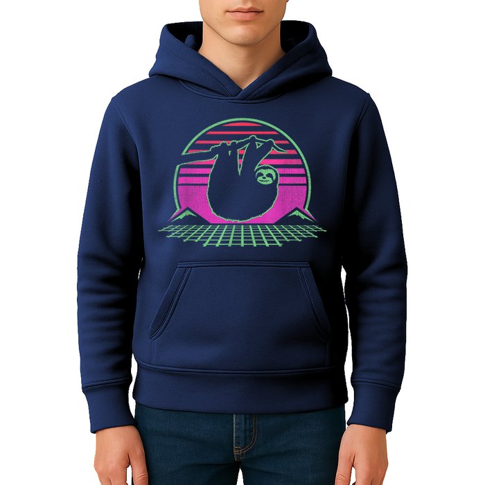 Sloth Retro Vintage 70s Sloths Lazy Hiking Running Team Funny Kids Hoodie