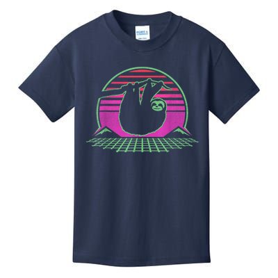 Sloth Retro Vintage 70s Sloths Lazy Hiking Running Team Funny Kids T-Shirt