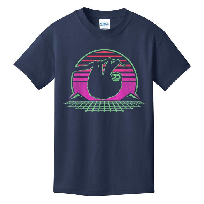 Sloth Retro Vintage 70s Sloths Lazy Hiking Running Team Funny Kids T-Shirt