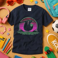 Sloth Retro Vintage 70s Sloths Lazy Hiking Running Team Funny Kids T-Shirt