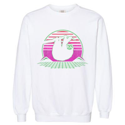 Sloth Retro Vintage 70s Sloths Lazy Hiking Running Team Funny Garment-Dyed Sweatshirt