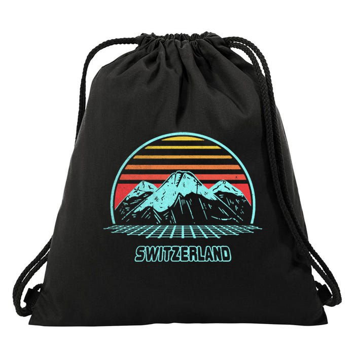 Switzerland Retro Vintage 80s Style Drawstring Bag