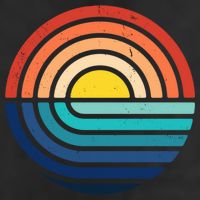 Sunset Retro Waves 7 Panel Mesh Trucker Snapback Hat