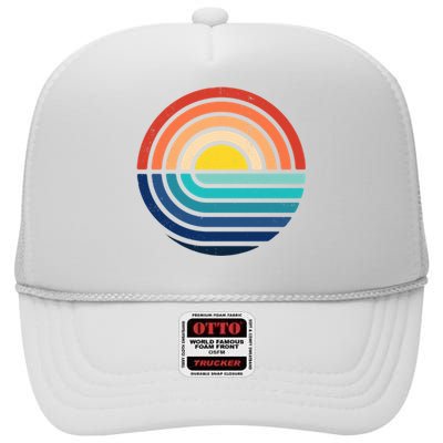 Sunset Retro Waves High Crown Mesh Back Trucker Hat