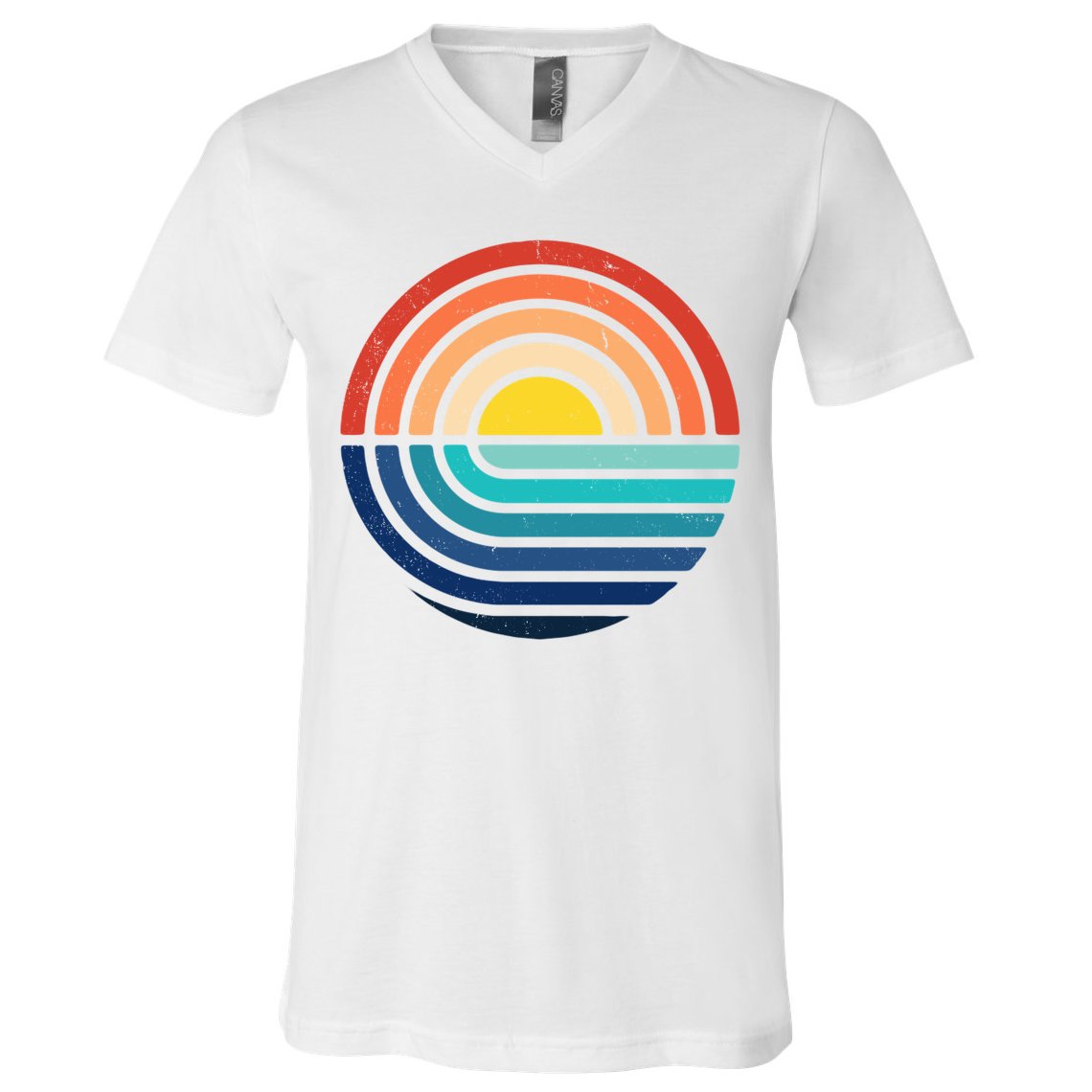 Sunset Retro Waves V-Neck T-Shirt