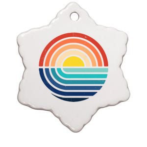 Sunset Retro Waves Ceramic Star Ornament